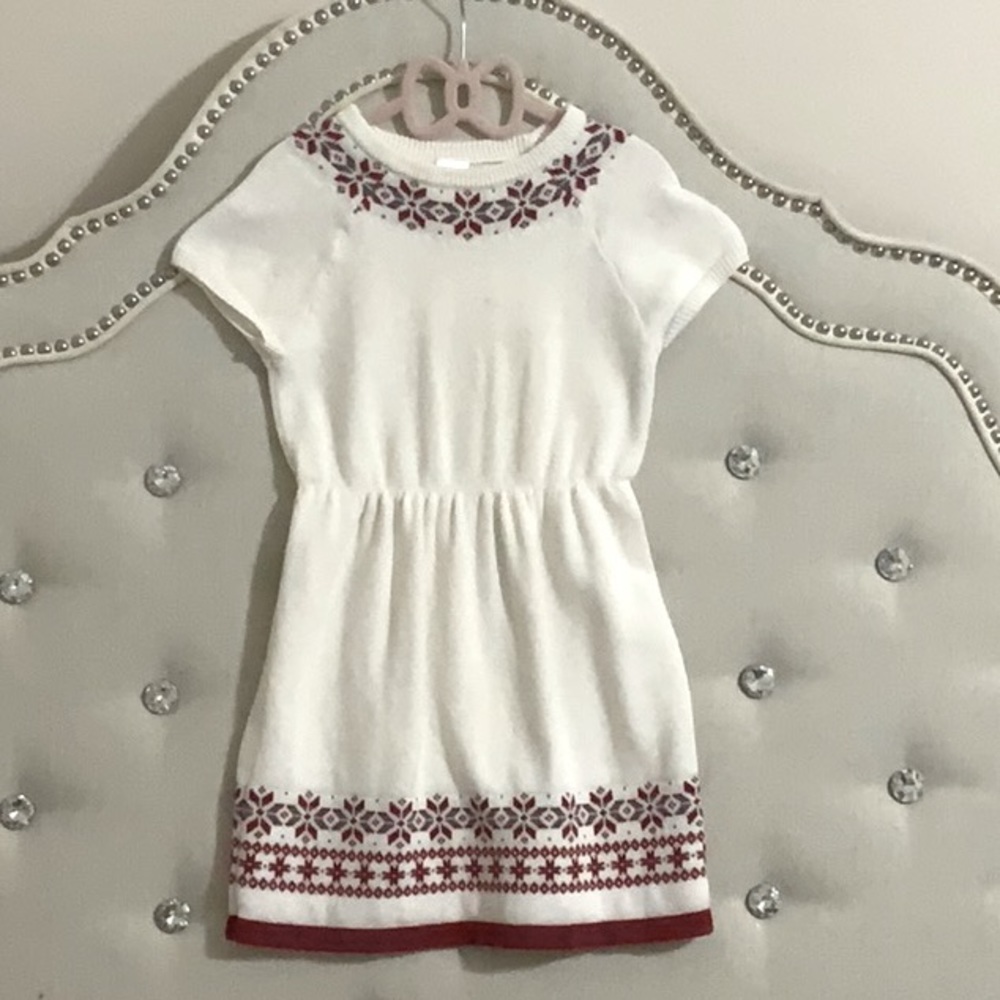 Gymboree White Fair Isle Sweater Dress 5T